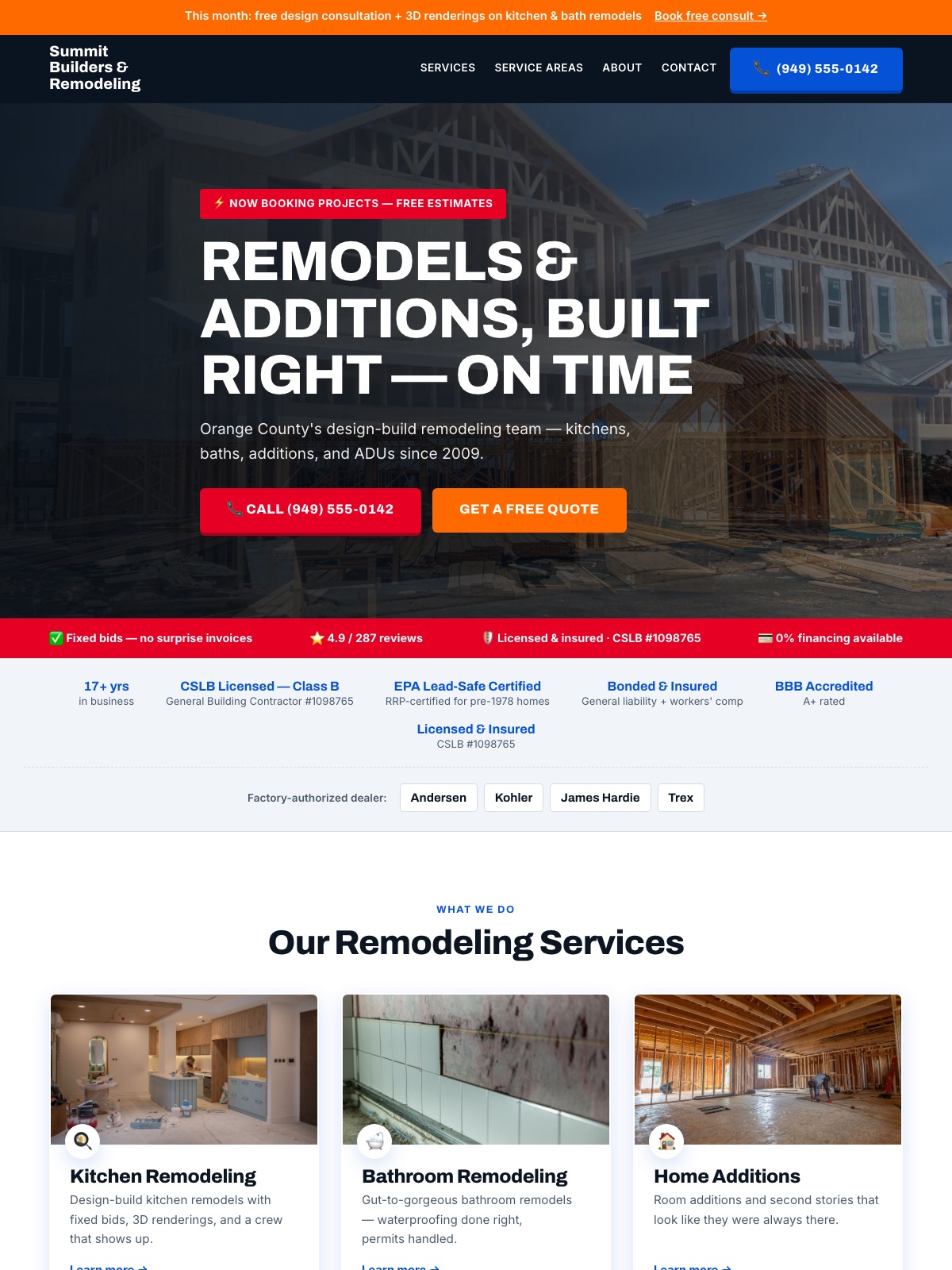 Bold contractor website design preview